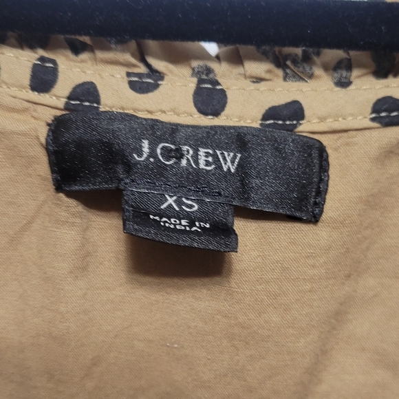 J. Crew Ruffle Tiered Leopard Dot Dress, Size XS Cotton Lined Tan Black Side Zip - Picture 8 of 10